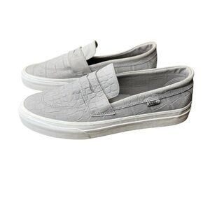 VANS Style Slip-On Mens Sz 11 Embossed Suede Grey